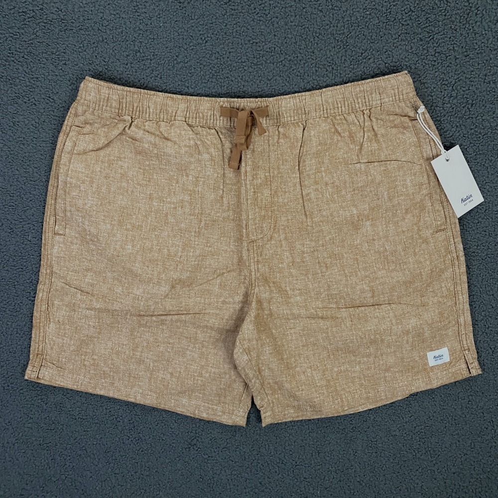 Katin Isaiah Local Short Mens XL Cotton Linen Blend Drawstring Nutmeg Brown NWT